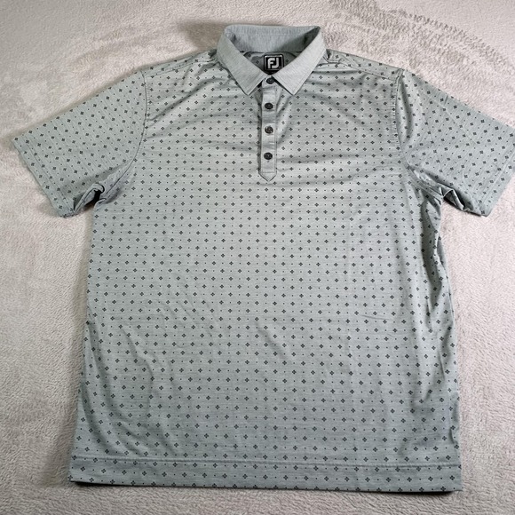 FootJoy Polo Mens‎ Large Gray Athletic Geometric Golf Performance Stretch Active - Picture 3 of 9